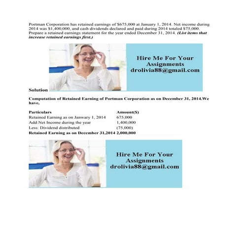 Portman Corporation has retained earnings of $675-000 at January 1- 20.docx