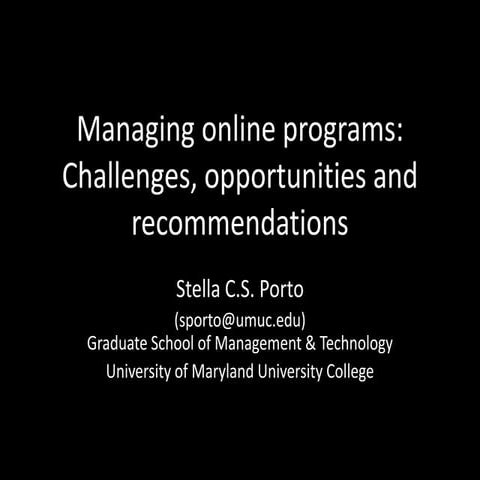 Managing Online Programs
