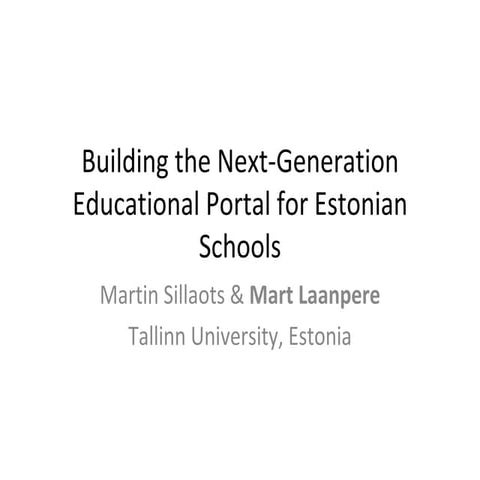 Koolielu 2.0: next generation educational portal