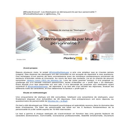 Étude Exclusive : Les Startupers se démarquent-ils par leur personnalité ?