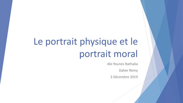 Portraits physique et moral | PPTX
