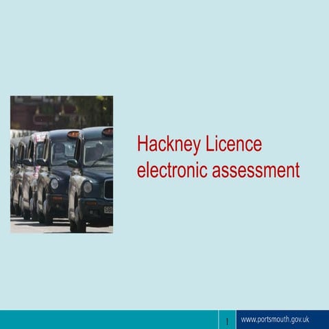 Portsmouth hackney licence electronic assessment
