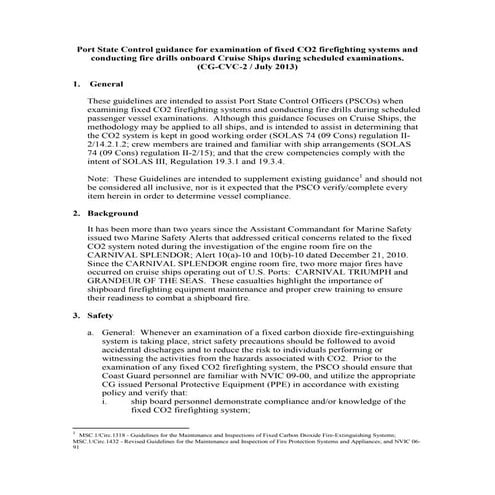 Port state control guidance for examination of fixed co2 firefighting systems