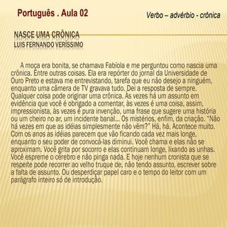Português - Crônica - Verbo - Advér...