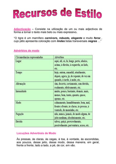 Portugues  recursos de estilo