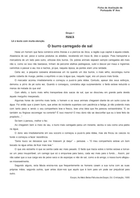 Portugues 6 ano 2º teste