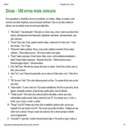 Os cem erros mais comuns da língua portuguesa | PPS