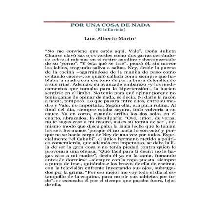 POR UNA COSA DE NADA