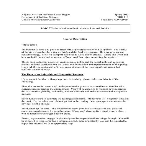 Introduction to Environmental Law and Politics