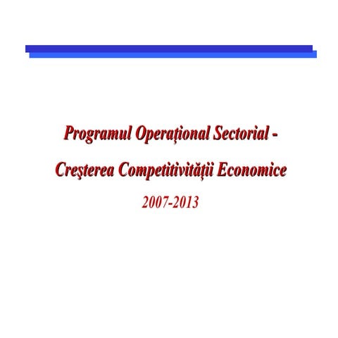 Program operational sectorial competitivitate