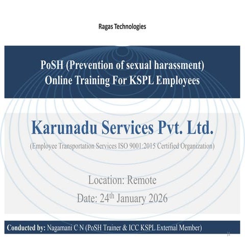 PoSH Online Training for KSPL Employee_24 Jan 2026 by Ragas ...