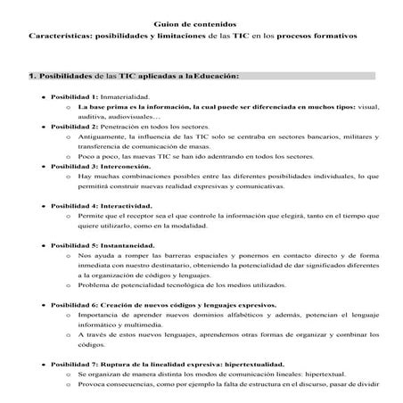 Posibilidades y limitaciones de las TIC.