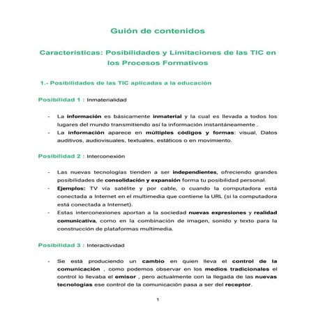 Características de las posibilidades y limitaciones de las TIC