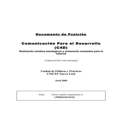 Posicion de UNICEF sobre C4D