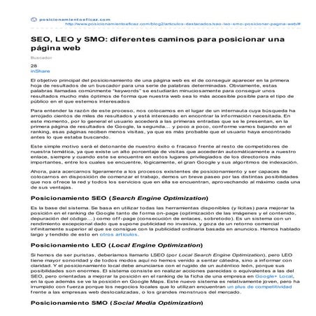 Diferencias entre SEO, LEO y SMO