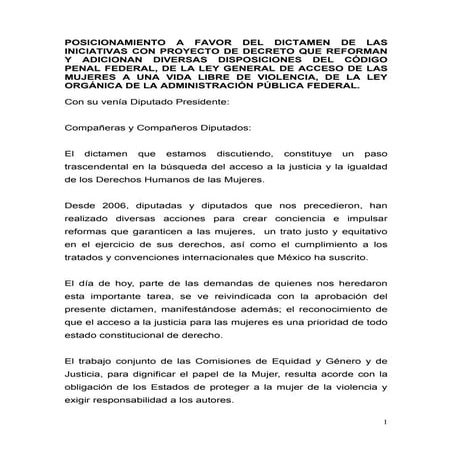 Posicionamiento feminicidio