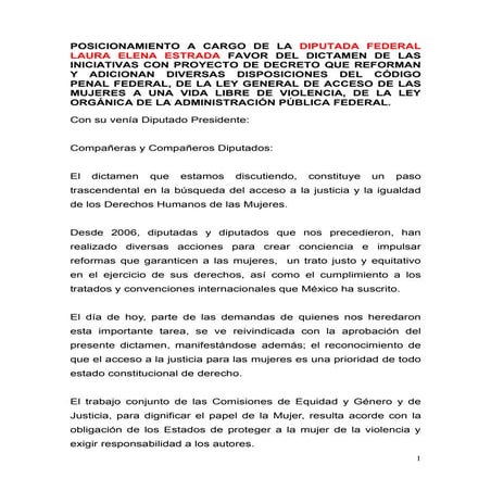 Posicionamiento feminicidio