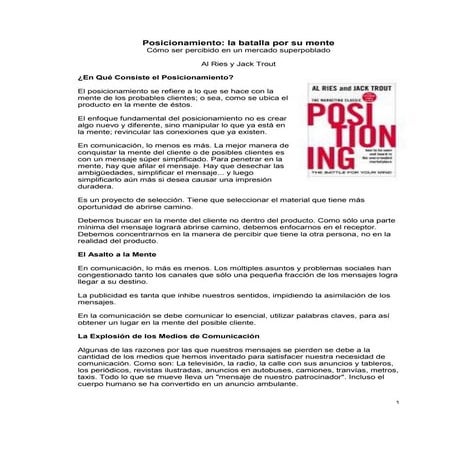 Posicionamiento la batalla por su mente