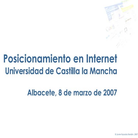 Posicionamiento en Internet. Máster en Tecnologías Web de la Universidad de C...