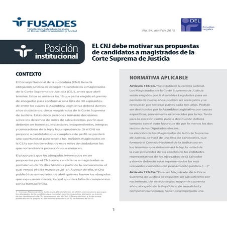 EL CNJ debe motivar sus propuestas de candidatos a magistrados de la Corte Su...