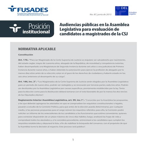 Audiencias públicas en la Asamblea Legislativa para evaluación de candidatos ...