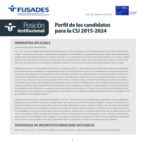 Perfil de los candidatos para la CSJ 2015-2024