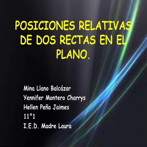 Posiciones relativas de dos rectas en el plano