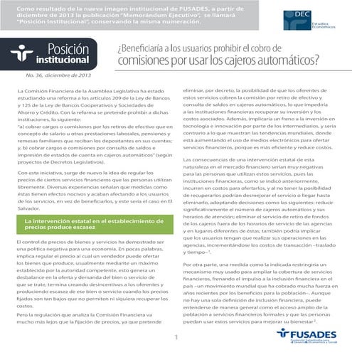 ¿Beneficiaría a los usuarios prohibir el cobro de comisiones por usar los caj...