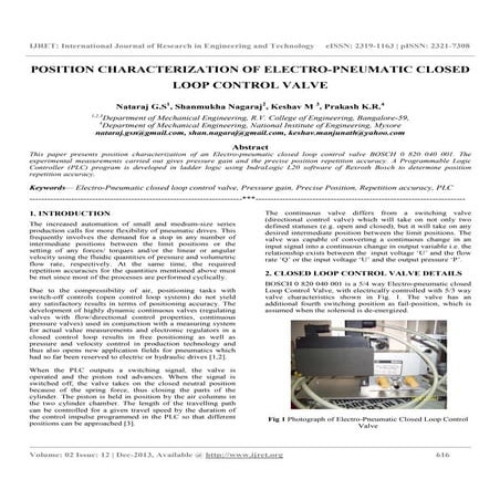 Position characterization of electro pneumatic closed