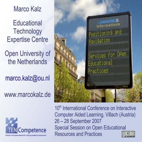 Positioning and Navigation: Services for Open Educational Practices