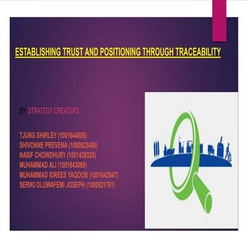 Establishing Consumer Trust and Positioning Traceability 