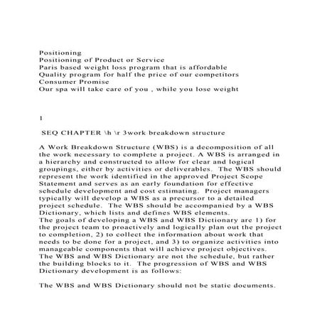 PositioningPositioning of Product or ServiceParis based weig.docx