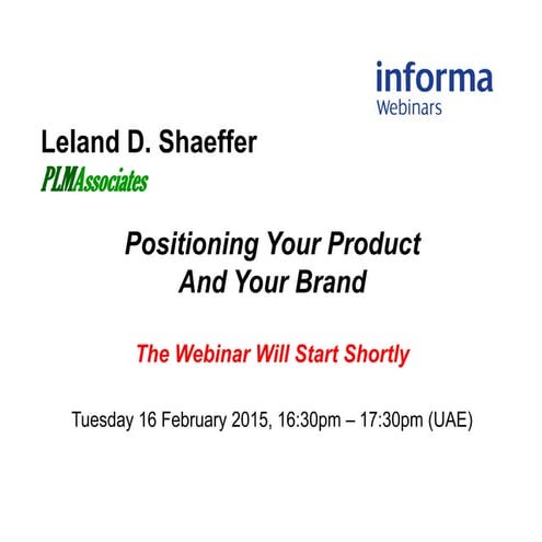 Webinar: Positioning your product and your brand