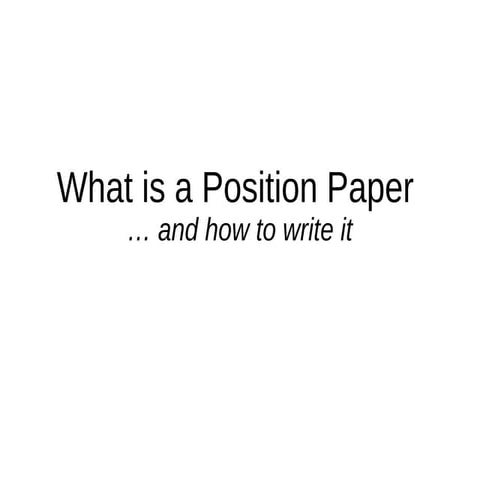 La Cura Summer School - How to: Position Paper