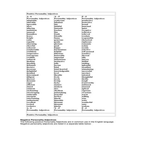Positive personality-adjectives