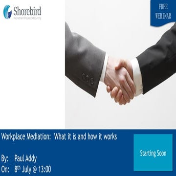 Workplace Mediation:  What it is and how it works