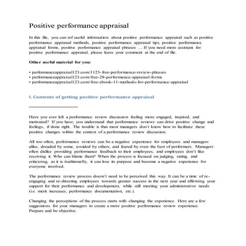 Positive performance appraisal