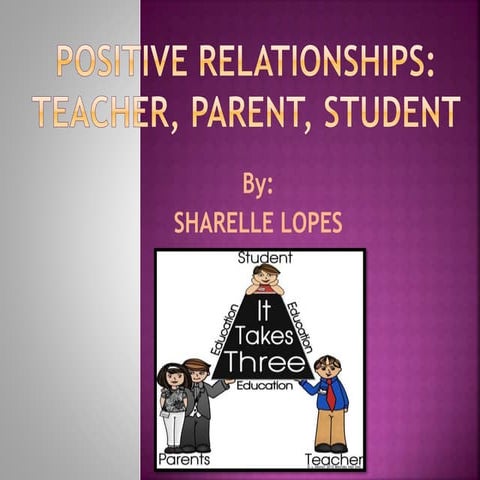 Positive relationships: Teacher, Parent, Student