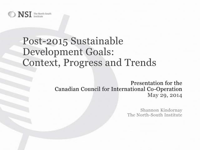 Post 2015 sustainable development goals