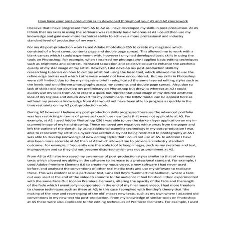 Post production essay