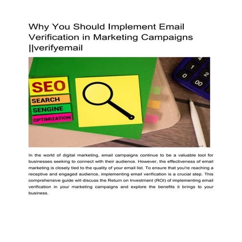 Why You Should Implement Email  Verification in Marketing Campaigns ||verifye...