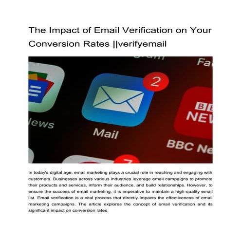 The Impact of Email Verification on Your  Conversion Rates ||verifyemail