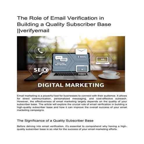 The Role of Email Verification in  Building a Quality Subscriber Base ||verif...