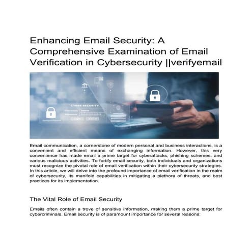 Enhancing Email Security: A  Comprehensive Examination of Email  Verification...