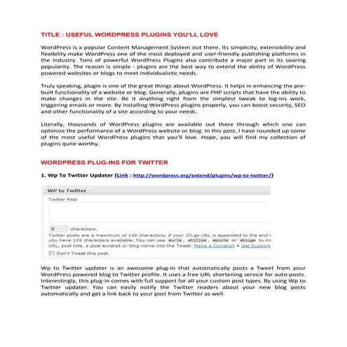 USEFUL WORDPRESS PLUGINS YOU’LL LOVE