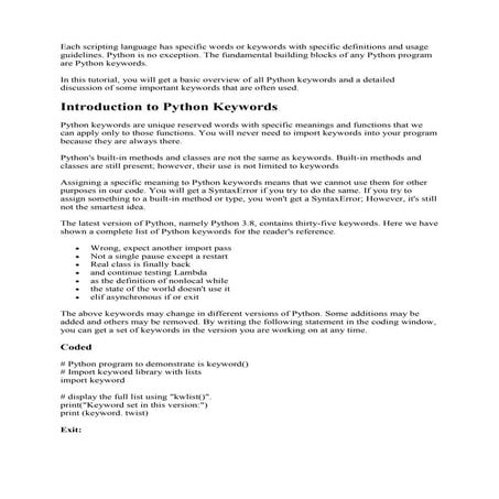 Python Keywords | PDF