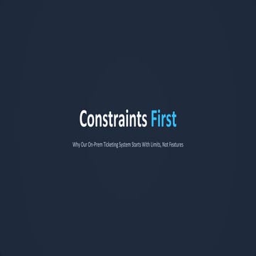 Constraints First - Why Our On-Prem Ticketing System Starts With Limits, Not ...