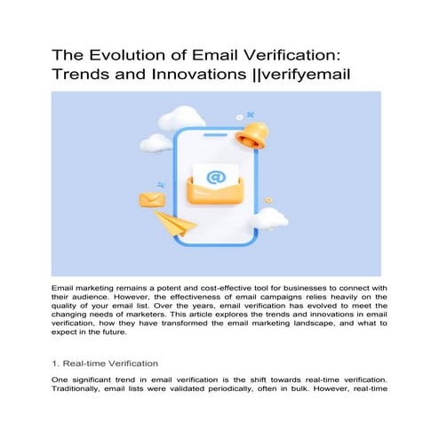 The Evolution of Email Verification:  Trends and Innovations ||verifyemail