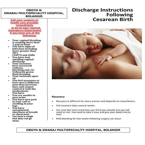 POST CESAREAN DISCHARGE INSTRUCTION
