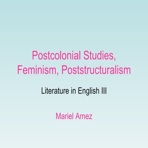 Postcolonial studies/ lit. , feminism, poststructuralism